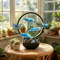 Tabletop Fountain,Indoor Water Fountain,Home Fengshui Décor Zen Relaxation Soothing Sound Machine for Office,Living Room,or Bedroom,Blue Lotus with Butterfly,River Rocks,10.2inch by Unknown
