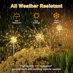 Solar Garden Firework Lights Outdoor Waterproof, 6 Pack Solar Lighting with 8 Lighting Modes, 120 LED Sparklers String Lights for Outside Decor Yard Pathway Decorations(Warm) - Image 4