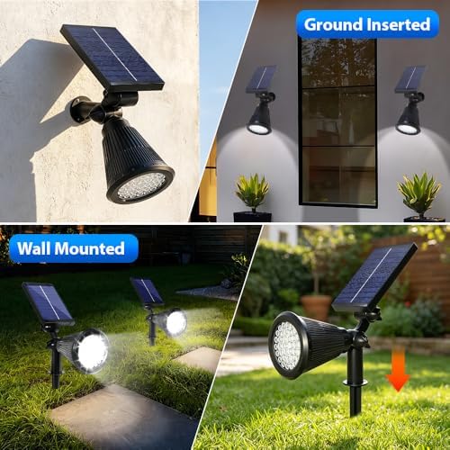 Solar Lights Outdoor, 36 LEDs 1000LM Adjustable Solar Spot Lights Outdoor 2-in-1 Waterproof Landscape Lighting for Garden, Yard & Pathway - 8 Pack (Cool White) - Image 7