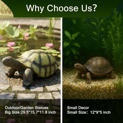 SKYFIRE Large Turtle Statues for Garden - 29.5' x 15.3' x 11.8' Fiber Reinforced Concrete Tortoise Sculpture, Garden Sculptures & Statues for Outdoors, Lawn, Yard, Indoor Outdoor Decor - Image 3