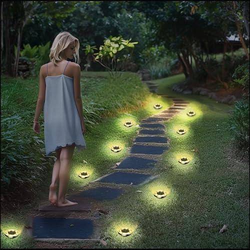 INCX 16Pack Solar Ground Lights Outdoor, 8 LED, IP65 Waterproof, Warm White - Image 4