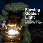 Naturefalls 44” Length Outdoor Rock Water Fountain with LED Lights - 4-Tiers Poly-Resin Cascading Waterfall Fountain for Garden, Patio, Yard, Home Decor - Image 6
