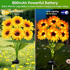 Solar Sunflower Lights Outdoor Garden Decor, Solar Flowers Lights with 18 Sunflowers, Waterproof Fall Decor Stake Decorative Light Auto ON/Off for Garden Yard Patio Backyard, Gift for Women (3 Pack) - Image 3