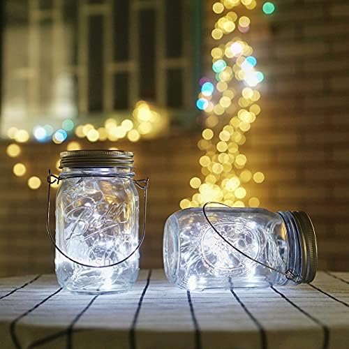Solar Mason Jar Lights, 12 Pack 30 LED Waterproof Lid Light with Hangers (No Jar), Fairy Firefly Outdoor String Lights for Regular Mason Jar, Patio, Yard, Garden, Wedding Decoration (Cold White) - Image 2