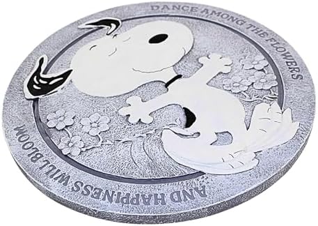 Roman Snoopy Dance Stepping Stone Peanuts, 12-inch Diameter, Resin, Stone Mix, Home, Garden, Outdoor - Image 4