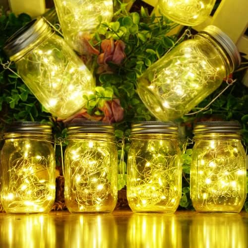 SmilingTown 30 LED 12 Packs Solar Lights Mason Jars Lids String Lights Solar Lantern Hanging Lights for Yard Garden Wedding Christmas Decorations (NO Jars) - Image 5