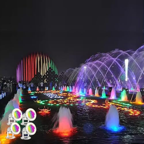 LED Pond Lights with Remote Control, 6W SS316 Stainless Steel RGB Underwater Fountain Light IP68 Waterproof Outdoor Underwater Lights for Pond Waterfall (4) - Image 6