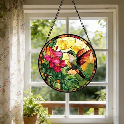 Stained Glass Window Hanging Hummingbird Suncatcher Gifts for Women 12" - Image 6