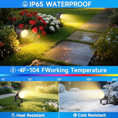 Outdoor Landscape Lighting Low Voltage, 49.2FT Wired LED Spot Light with Plug-in Transformer, IP65 Waterproof Outside Uplight 7W 840LM for Yard Garden Tree Pathway House, Warm Yellow 3000K, Pack of 6 - Image 7