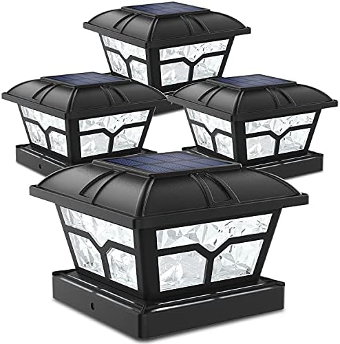 SIEDiNLAR Solar Post Cap Lights Outdoor 2 Modes, 4 Pack, Black, Warm/White by Siedinlar