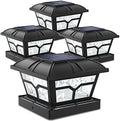 SIEDiNLAR Solar Post Cap Lights Outdoor 2 Modes, 4 Pack, Black, Warm/White by Siedinlar