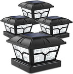 SIEDiNLAR Solar Post Cap Lights Outdoor 2 Modes, 4 Pack, Black, Warm/White by Siedinlar