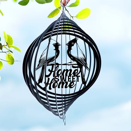 Personalized Wind Spinner Sublimation Hummingbird Custom Name Flowers Metal Art Laser Cut Design 3D Decor for Garden Yard Outdoor Indoor Lawn Patio Porch Birds Lover Presents (Red Cardinal Bird) by Handmadetneonsign