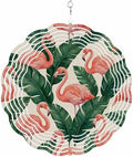 Tropical Flamingos Wind Spinners Outdoor Summer Palm Leaves Retro Linen Texture 3D Stainless Steel Wind Spinner for Yard Kinetic Sculpture Hanging Spinning Ornament for Garden Patio Porch 12 Inch by Unknown