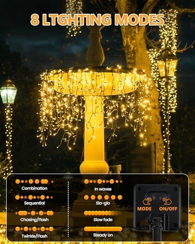 Solar Christmas Lights Outdoor 4 Pack 132FT 400LED String Lights Warm White - Image 4