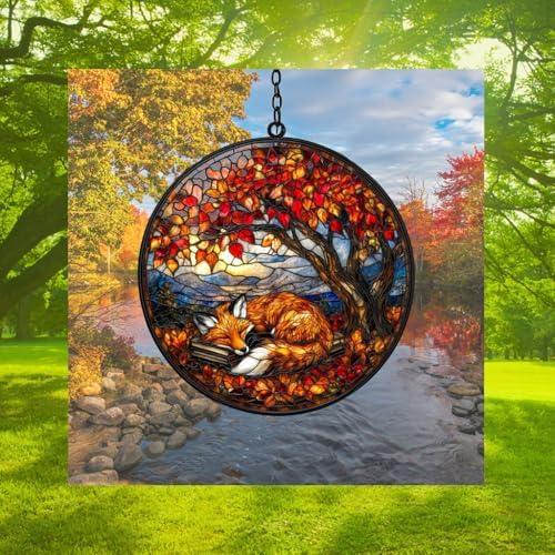 Sleeping Fox Books Fall Autumn Acrylic Suncatcher - Image 3