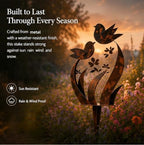 Bird & Wildflower Metal Garden Rustic Bird Stake (2, 13.7 inch) - Image 5