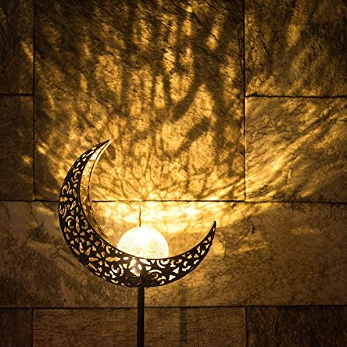 HOMEIMPRO Outdoor Garden Crackle Glass Globe Stake Lights,Waterproof LED Lights for Garden Yard(Moon&Flower&Sun) - Image 7