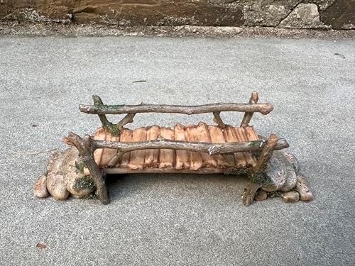 Fairy Garden Bridge, Acrylic, Stone and Log Design, 7.5" Wide - Image 3