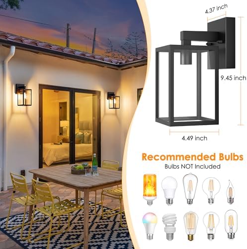 MATAMEYE Outdoor Wall Light, Waterproof Exterior Porch Lighting Fixture - Image 2