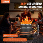 VEVOR 15.8 inch Smokeless Fire Pit Stove Bonfire, Wood Burning Fireplaces with Removable Ash Pan, SUS430 Stainless Steel Inner Portable Outdoor Firepit,for Outdoor Patio Camping High 15.4 inch - Image 2