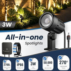 Low Voltage Landscape Lights Kit, Plug & Play 3W Warm White, 4-Pack - Image 2