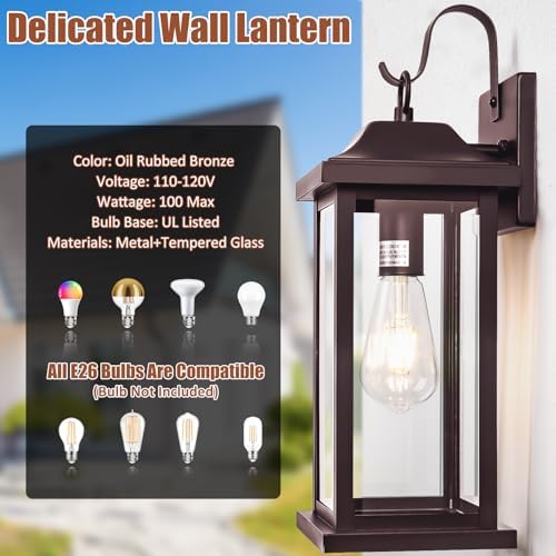 2-Pack Large Bronze Outdoor Light Fixtures for House - Image 4