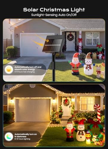 Minetom 6PC 240FT Christmas Outdoor Solar String Lights Waterproof 600 LEDs - Image 2