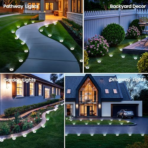 PATIOWIN 16 Pack Small Solar Ground Lights, Garden Lights Cool White - Image 3