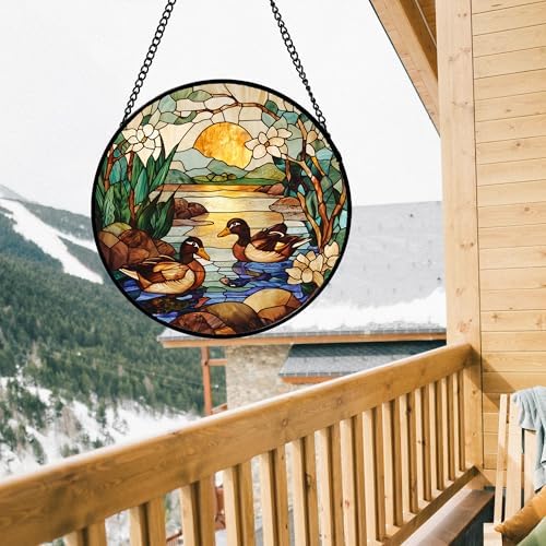 Stained Glass Window Hanging Duck Pond Suncatcher Gifts for Women 12" - Image 3