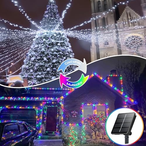 Solar Fairy Lights, 2 Pack Total 400LED 144FT Cool White to Multicolor - Image 5