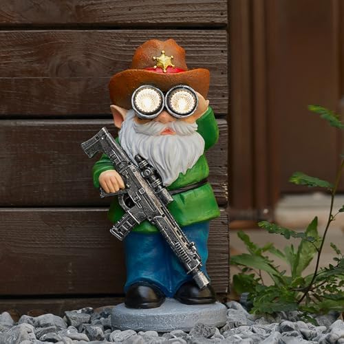Funny Garden Gnomes Statue Outdoor Decor, Solar Telescope Gnome Decorations for Yard, Lawn, Patio, Porch, Christmas Birthday Housewaming Gifts for Dad, Men, Husband, 10.6 Inch, Resin by Elegondrar