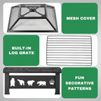 Outvita Outdoor Fire Pit, 32 Inch Square Firepit Table, Diamond Cutout - Image 5