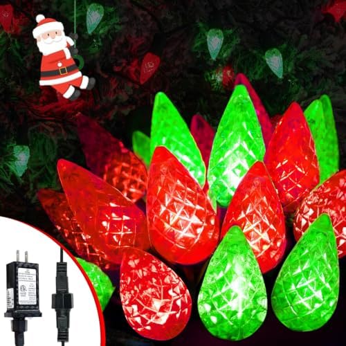 Connectable C6 Christmas Lights Outdoor String 78FT 240 LED Red Green by EEW