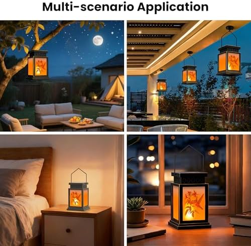 2 Pack Farmhouse Solar Lanterns ,Flame Glass Solar Lanterns ,Outdoor Waterproof Upgraded Solar and 2 AA Batteries Powered, for Mantelpiece,Outside Porch, Patio and Indoor Tables. - Image 3