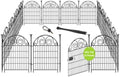 Getlay Tall Garden Animal Barrier Fencing with Gate, 32 in(H)×27 in(L) 16 Panels Dog Digging Fence Barrier, Black Metal Temporary Fence, Reusable Defense Fences for Outdoor Yard. Total 35 Ft│Patented by Getlaygardenfence
