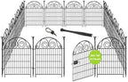 Getlay Tall Garden Animal Barrier Fencing with Gate, 32 in(H)×27 in(L) 16 Panels Dog Digging Fence Barrier, Black Metal Temporary Fence, Reusable Defense Fences for Outdoor Yard. Total 35 Ft│Patented by Getlaygardenfence