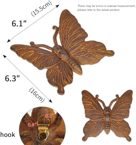 Sungmor Cast Iron Butterfly Statue, Full Rust Animal Collection Figurines - Image 4
