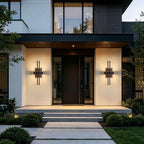 Outside Light 2 Pack, 15Inch Small Black Outdoor Wall Sconce Waterproof Exterior Light Fixture, Modern Wall Mount, Decorative LED Lighting for Patio Garage Yard Backyard Apartment Balcony - Image 3