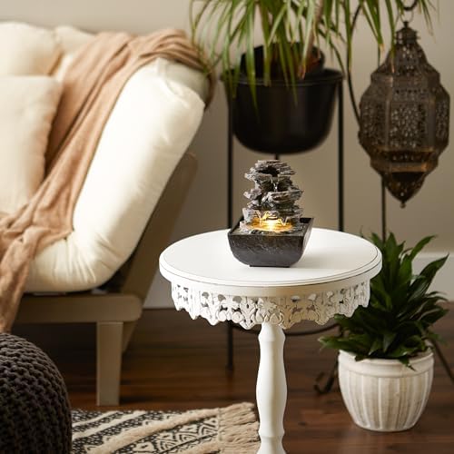 Zingz & Thingz Zen Collection Resin Tabletop LED Water Fountain, Tiered Rock, 5.25x5.25x7 - Image 4