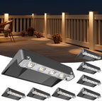 NIORSUN Solar Deck Lights Outdoor 8 Pack, IP65 Waterproof Large Size LED Stair Lights with Lenses, Auto ON Off Warm White Step Lights for Outside, Deck, Patio, Fence, Yard, Pathway and Railing Decor by NIORSUN
