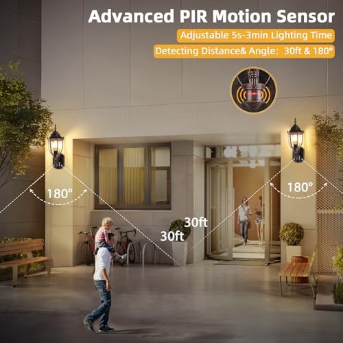 Lamomo Motion Sensor Outdoor Wall Lights Porch Lamp, Black and Bronze - Image 3