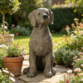 BeePeep Outdoor Labradorg Garden Statue, 17inch Dog Garden Statue Decor, Adorable Cast Stone Sculpture for Outdoor Patio Lawn Porch, Handcrafted Dog Figurine for Birthday Housewarming Gift - Brown by BeePeepHomeDecor
