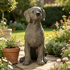 BeePeep Outdoor Labradorg Garden Statue, 17inch Dog Garden Statue Decor, Adorable Cast Stone Sculpture for Outdoor Patio Lawn Porch, Handcrafted Dog Figurine for Birthday Housewarming Gift - Brown by BeePeepHomeDecor