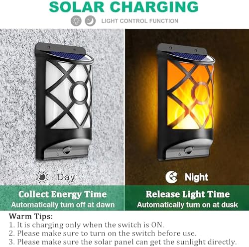 Solar Flame Lights Outdoor, Fire Effect Wall Lanterns, 6 Pack - Image 4