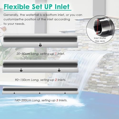Stainless Steel Waterfall Spillway - Wall-Mounted Outdoor Water Feature for Ponds, Pools, and Gardens | Durable Design, Easy Installation, Water Runoff Outlet - Image 4