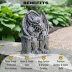 OLOMA Sitting Throne Gargoyle Concrete Garden Statue Winged Demon Sculpture Gothic Outdoor Decor Yard Art Cement Guardian Ornament Handmade Fantasy Garden Accent - Image 5