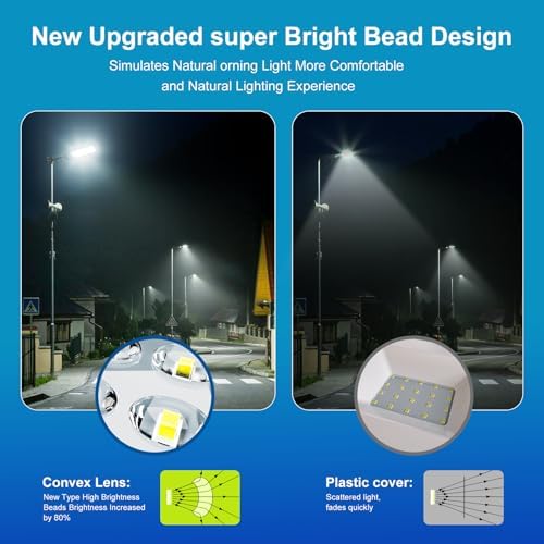 Solar Street Lights Outdoor Waterproof, 30000LM Commercial Solar Pole Light with Motion Sensor & Remote Control, Dusk to Dawn Solar Parking Lot Lights for Street, Security,Yard (Extra Large 2pack) - Image 2