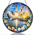 9.84 Inch Stained Glass Window Hanging Space Shuttle Launch Birds Ocean Sunset Sun Catchers Coastal Nature Landscape Suncatchers for Home Porch Garden Indoor & Outdoor Decor by Unknown