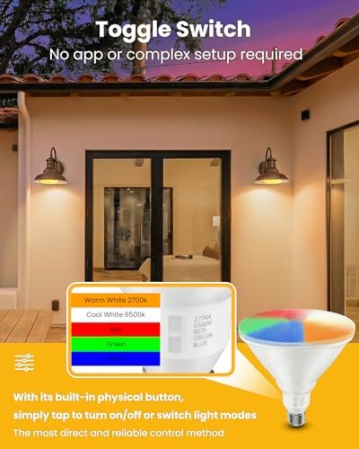 LED PAR38 Outdoor Flood Light Bulbs, RGBCW 5CCT, Not Dimmable, 4-Pack - Image 4